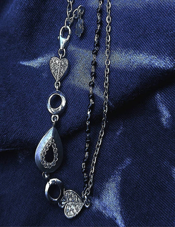 Black Bead With Classy Hearts