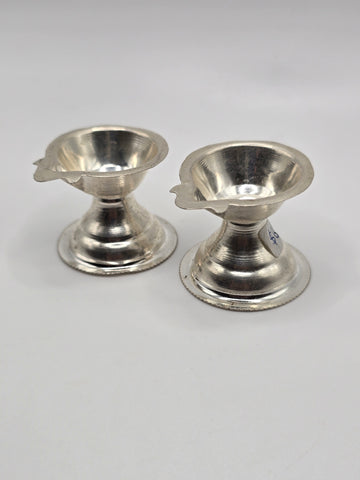 Silver One Nose Lamp pair for Pooja Room | Traditional Spiritual Light -152000