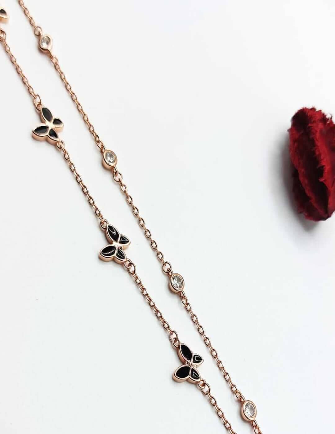 Buy Rose Gold Butterflies S925 Silver Anklet Payal Leg Chain