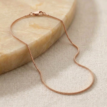 Rose Gold 925 Sterling Silver Anklet | Women's Chain-1067-2-2