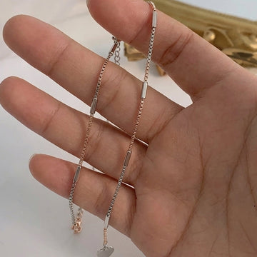 925 Silver Women's Anklet with Rose Gold Accents-1070-1-7