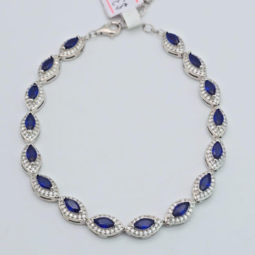 925 silver blue sapphire marquise bracelet, sterling silver royal blue crystal halo link bracelet for women, sparkling cubic zirconia bridal jewelry, elegant formal evening bracelet Canada USA
