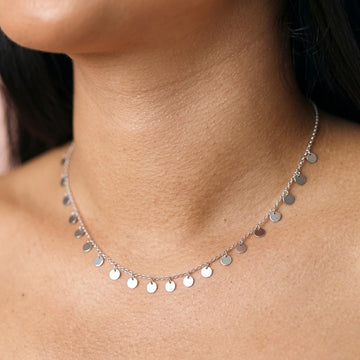 Dainty 925 Sterling Silver Disc Charm Necklace-1193-3-3