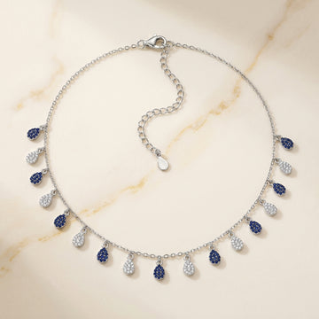 Sparkling 925 Silver Teardrop Dangle Charm Necklace-1218-4-6