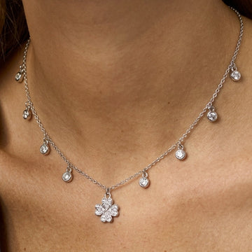 Dainty 925 Silver Clover Charm Necklace-1220-5-6