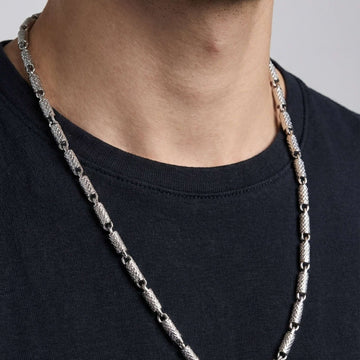 925 Sterling Silver Barrel Link Chain Necklace - Solid Silver Men's Jewelry Men Chains 547-251000