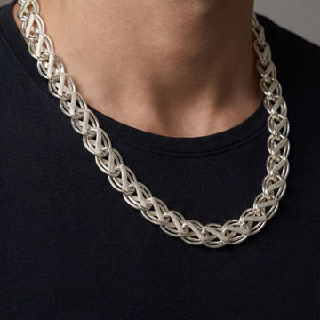 925 Sterling Silver Textured Infinity Link Chain – Elegant High-Polish Necklace Men Chains 535-318000