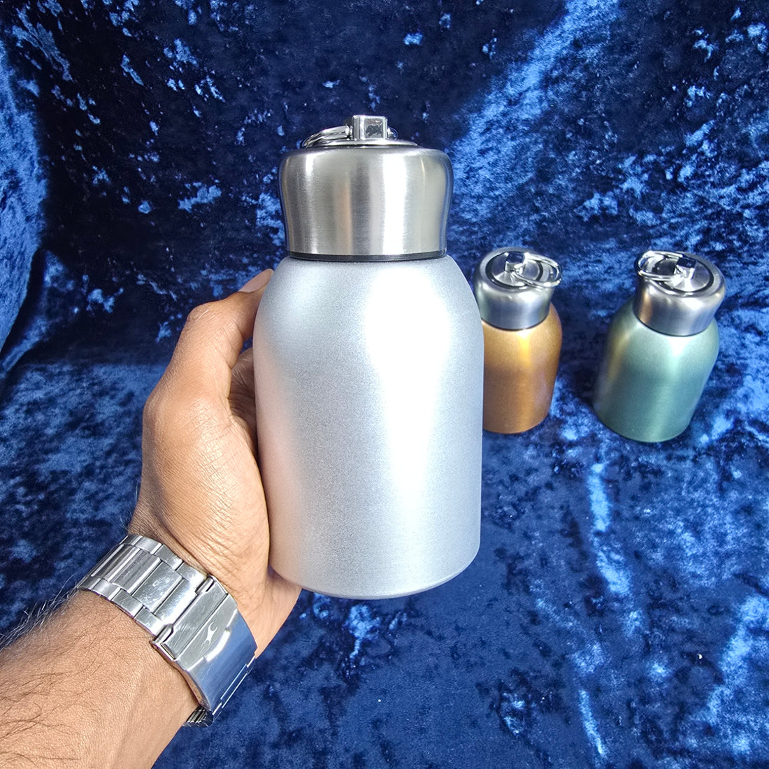 Custom Engraved Metallic Flask Water Bottle- Assorted Colors