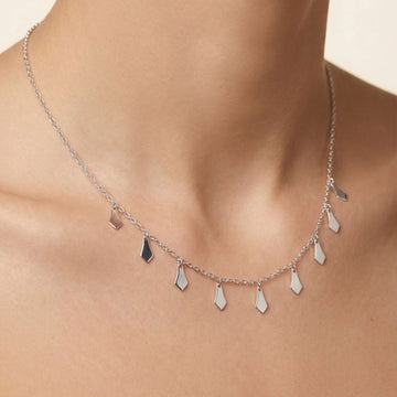 925 silver Teardrop Charm Choker - Real Silver Dainty Drop Pendant Necklace 366-34000
