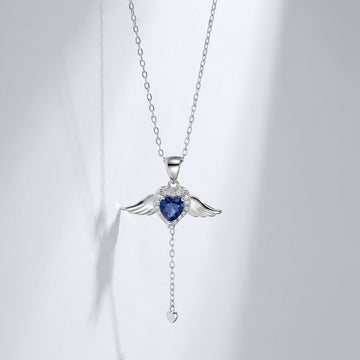 925 Silver Flying Heart Winged Necklace - Love Charm 256-39000