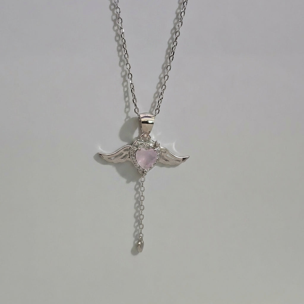 925 Silver Flying Heart Winged Necklace - Love Charm 256-39000