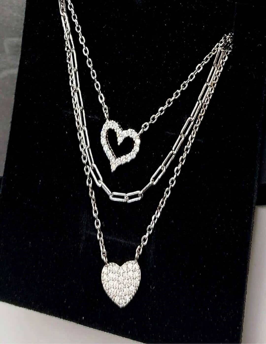 3 - Layer Dainty - Hearts And Hearts S925 Silver Necklace