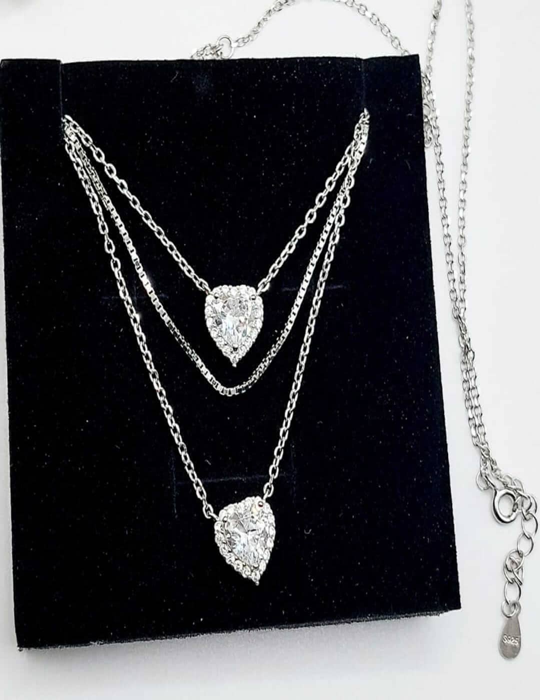 3 - Layer Dainty - My Heart Sparkles Like A Diamond S925 Silver Necklace