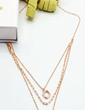 3 - Layer Dainty - Squares And Links Rose Gold Edition S925 Silver Necklace