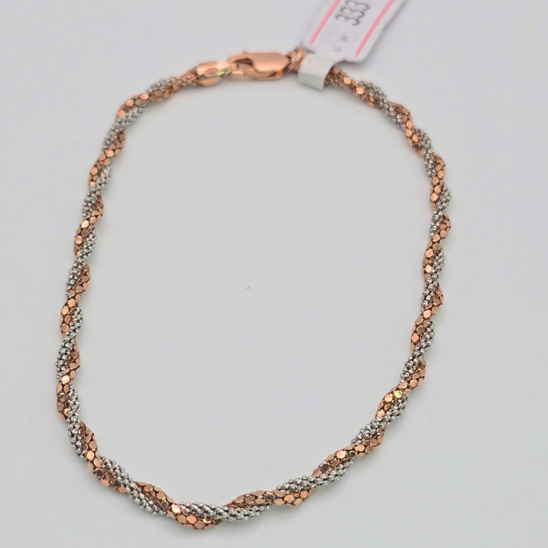 925 silver rose gold and silver textured rope anklet, sterling silver twisted two-tone ankle bracelet for women, hypoallergenic mixed metal foot jewelry, durable elegant anklet Canada USA