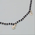 925 silver black beaded anklet with charms, sterling silver dangling station ankle bracelet, black bead foot jewelry for women, handcrafted dainty anklet Canada USA