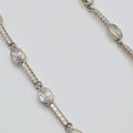 925 silver oval cut crystal station anklet, sterling silver micro pave bar ankle bracelet, luxurious bridal foot jewelry, hypoallergenic sparkly anklet Canada USA
