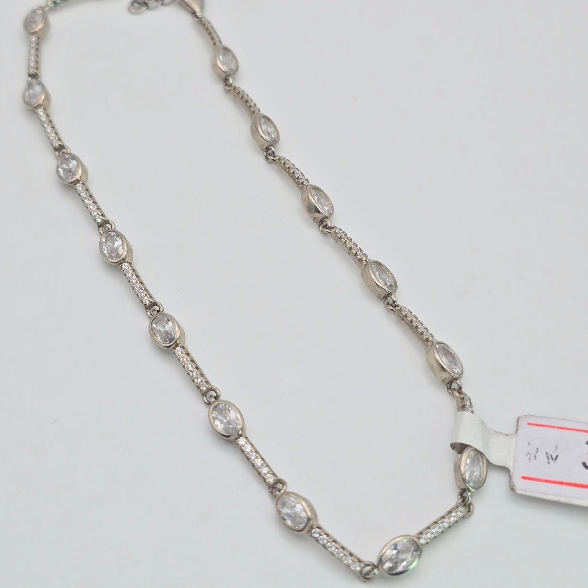 925 silver oval cut crystal station anklet, sterling silver micro pave bar ankle bracelet, luxurious bridal foot jewelry, hypoallergenic sparkly anklet Canada USA
