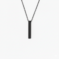 Custom name engraved vertical 3D bar necklace in matte black stainless steel waterproof and hypoallergenic premium personalized gift for teens and men in USA Canada
