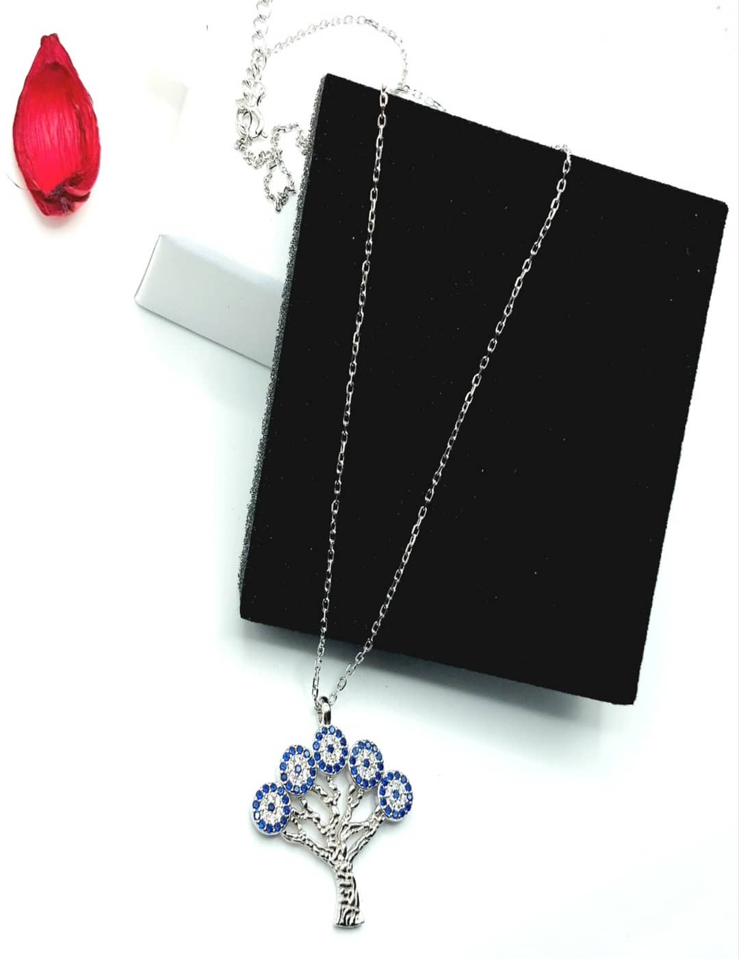 5 Blue Circles S925 Silver Necklace