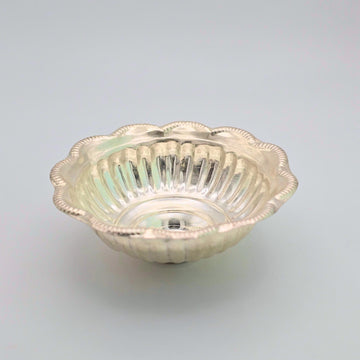 Real Silver Puja Bowl - Handcrafted Pure Silver Katori for Rituals Designer Bowl 1-17000