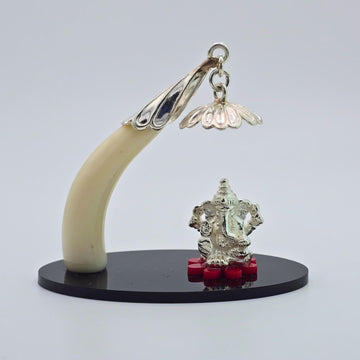 Handcrafted Single Tusk Ganesha Silver Idol – Perfect for Home & Pooja-6500