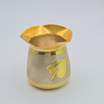 Silver Pure Kalash Lota - Elegant Gold Leaf Design Puja Article GP tumbler -163000