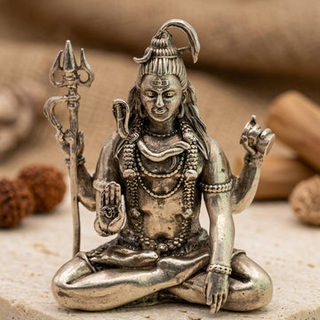 Handcrafted 3D Antique Shiva Silver Idol – Divine Statue for Worship-40400