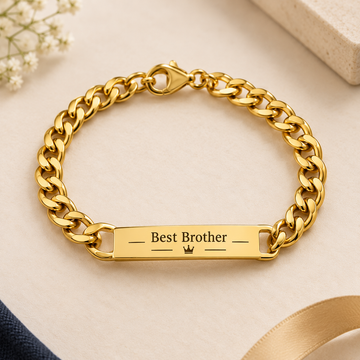 Personalized Name Bracelet for Brother – Custom Rakhi Gift Gold Stainless Steel