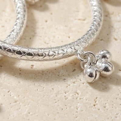 Real Silver Baby Kada Pair with Ghungroo Bells | Kids Bangle Set 0-20-3