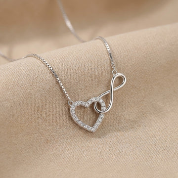 925 Silver Infinite Love Heart Necklace - Elegant Gift-5400