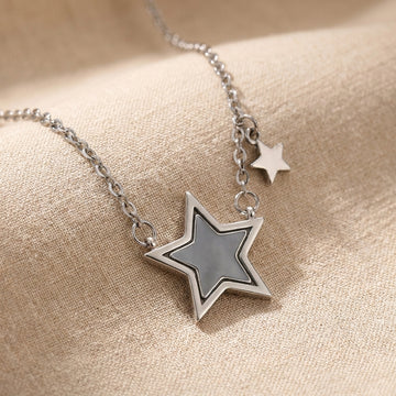 925 silver Star Charm Necklace - Real Silver Celestial Pendant Jewelry 263-29000