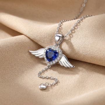 925 Silver Flying Heart Winged Necklace - Love Charm 256-39000