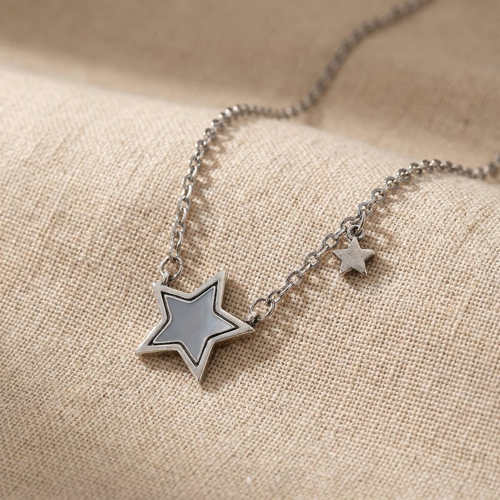 925 silver Star Charm Necklace - Real Silver Celestial Pendant Jewelry 263-29000