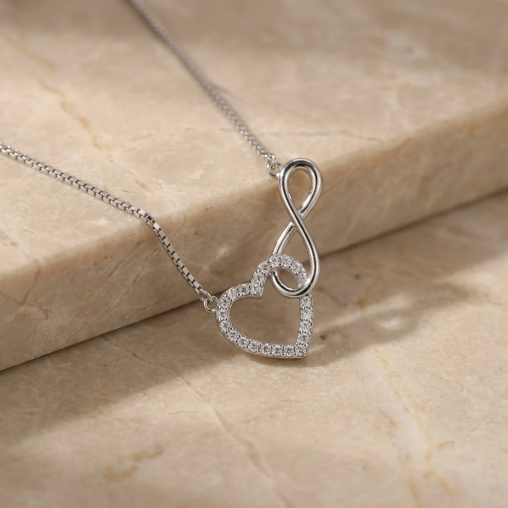 925 Silver Infinite Love Heart Necklace - Elegant Gift-5400