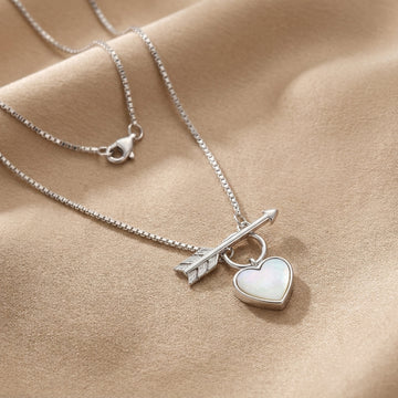 925 Silver Heart & Arrow Necklace - Love Charm-3300