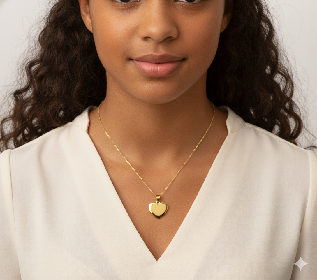 Custom name engraved heart charm curb chain ID bracelet in 18K gold plated stainless steel waterproof and hypoallergenic premium gift for teens and couples in USA Canada