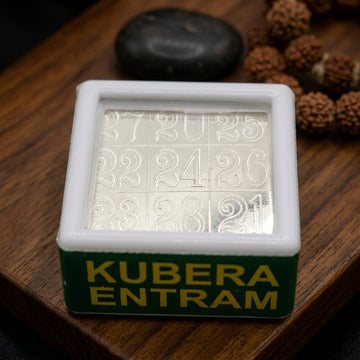 Real Silver Kubera Yantra in Display Case - Wealth Blessing Return Gift