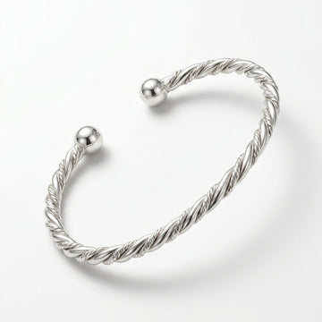 925 Sterling Silver Kids Twisted Bangle - Adjustable Classic Silver Bracelet Baby 334-40000