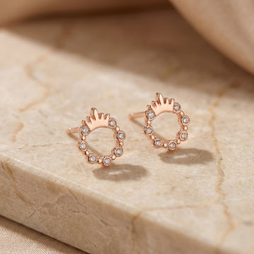 925 silver Rose Gold Crystal Knot Stud Earrings - Real Silver Love Knot Jewelry 191-10000