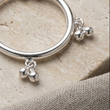 Silver Smooth Classic Baby Kada Pair with Ghungroo Bells -0-20-8