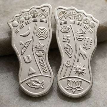 Sacred Real Silver Ram Padam (Divine Feet) for Puja