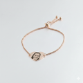 Custom photo engraved heart charm bolo bracelet in 18K rose gold plated stainless steel anti-tarnish and hypoallergenic personalized gift