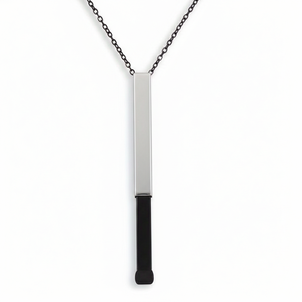 Custom Engraved Vertical 3D Bar Necklace in Gold and Silver Stainless Steel, Water-proof and Hypoallergenic Personalized Jewelry for Couples and New Parents