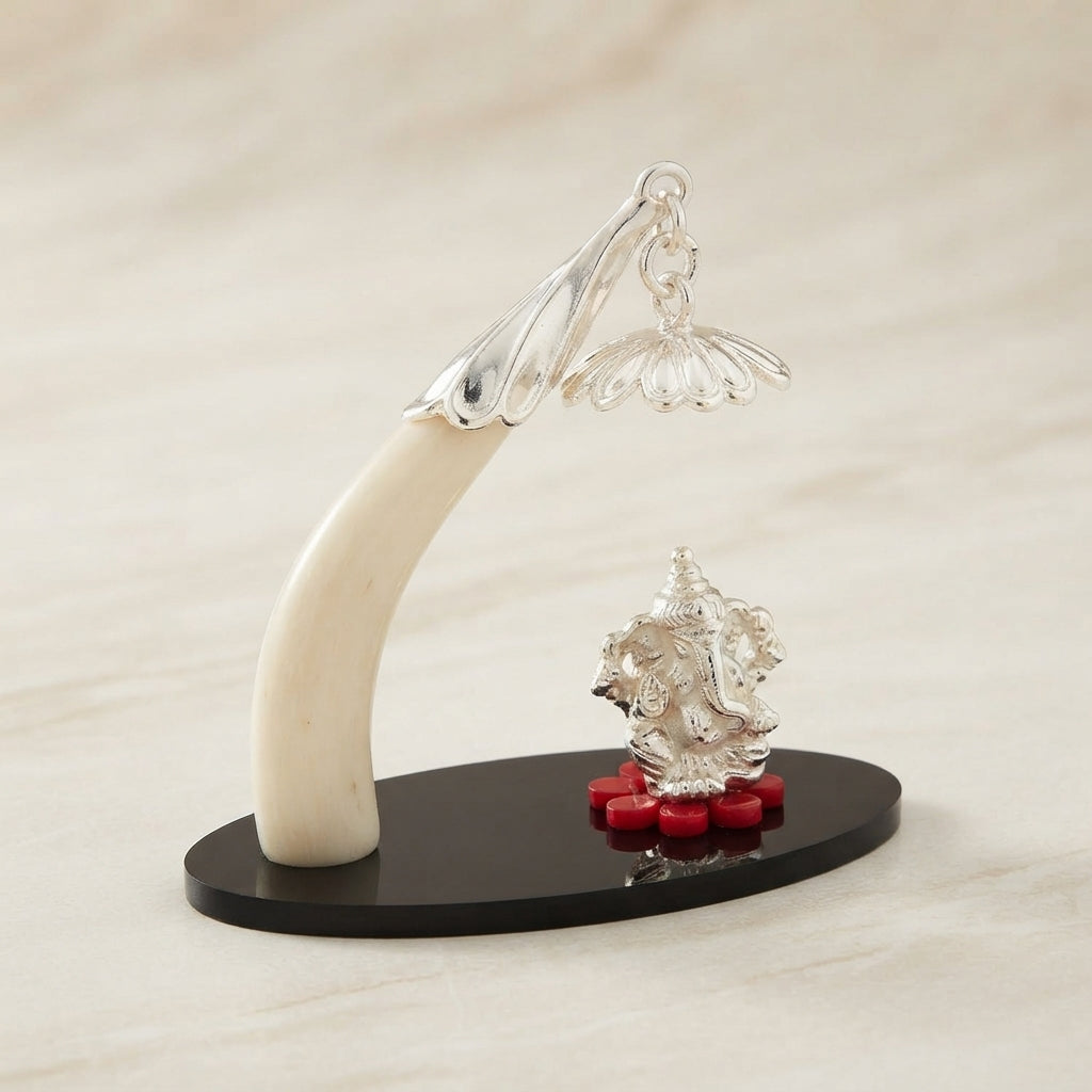 Single Tusk Ganesha Silver Idol – Perfect for Home & Pooja-6500