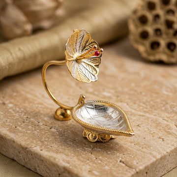 Gold plated flower diya/ harathi 1 pc -66000