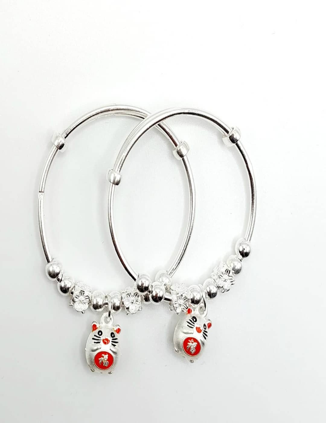 Adjustable Chinese Cat Bracelet - Anklet Pair S925 Silver