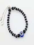 Adjustable Classic Evil Eye Black Bead Bracelt - Anklet S925 Silver