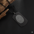 Custom fingerprint engraved dog tag necklace in matte black stainless steel waterproof and hypoallergenic premium memorial gift for men and teens in USA Canada
