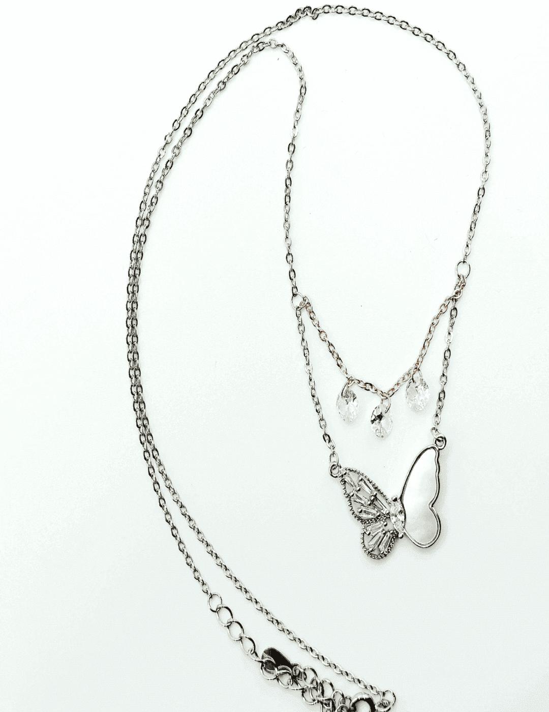 Butterfly And Charms S925 Silver Necklace